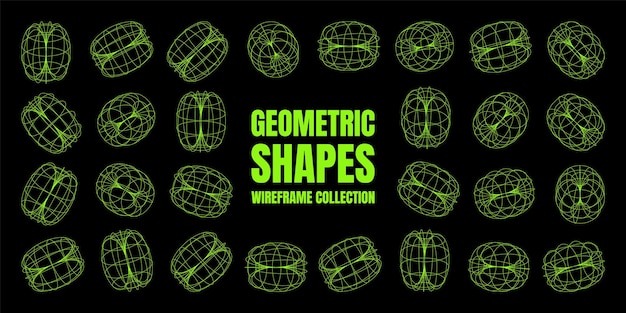 Marco de alambre con formas alineadas malla de perspectiva cuadrícula baja elementos poli geométricos diseño retro futurista
