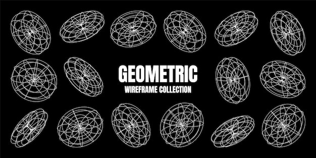 Marco de alambre con formas alineadas malla de perspectiva cuadrícula baja elementos poli geométricos diseño retro futurista