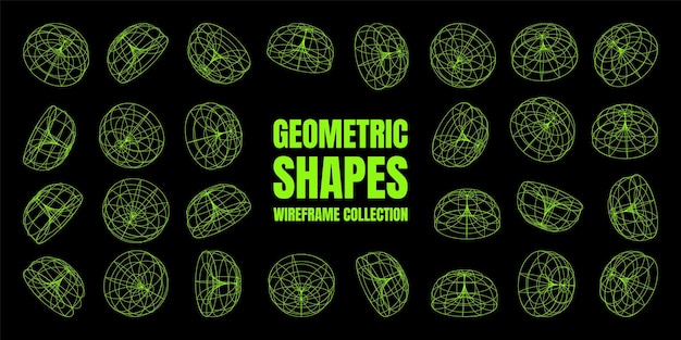 Marco de alambre con formas alineadas malla de perspectiva cuadrícula baja elementos poli geométricos diseño retro futurista