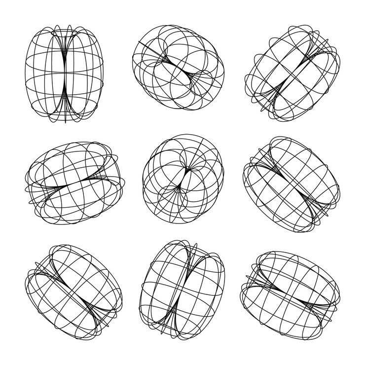 Vector marco de alambre con formas alineadas malla de perspectiva cuadrícula baja elementos poli geométricos diseño retro futurista