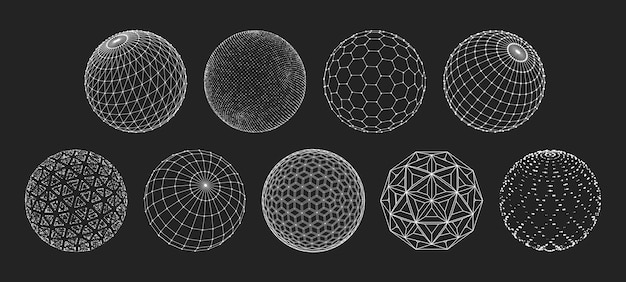 Vector marco de alambre de red de globo de malla de esfera 3d