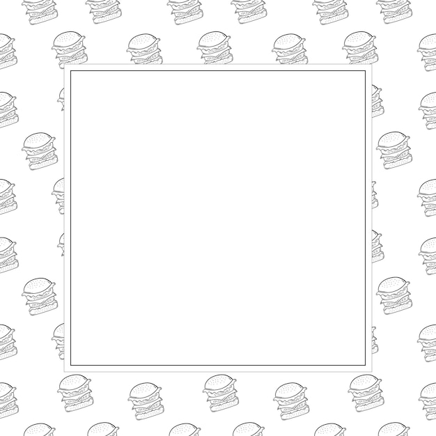 marco de alimentos y bebidas en el fondo del marco de estilo doodle