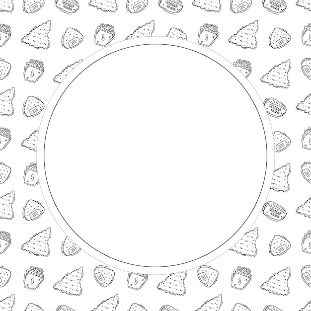 marco de alimentos garabateado marco de alimentos dibujado a mano fondo del marco de alimentos
