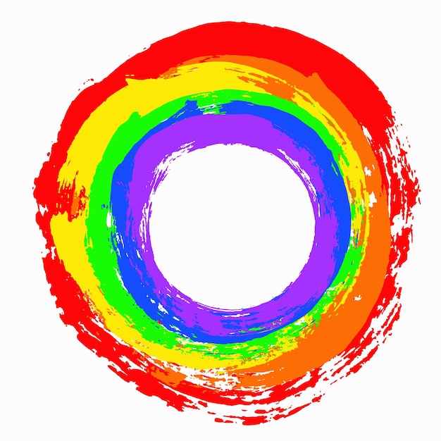 Marco de arco iris pintado en forma redonda Ilustración dibujada a mano Pruebas de pincel Grunge Elemento de diseño Vector inusual Estilo divertido infantil