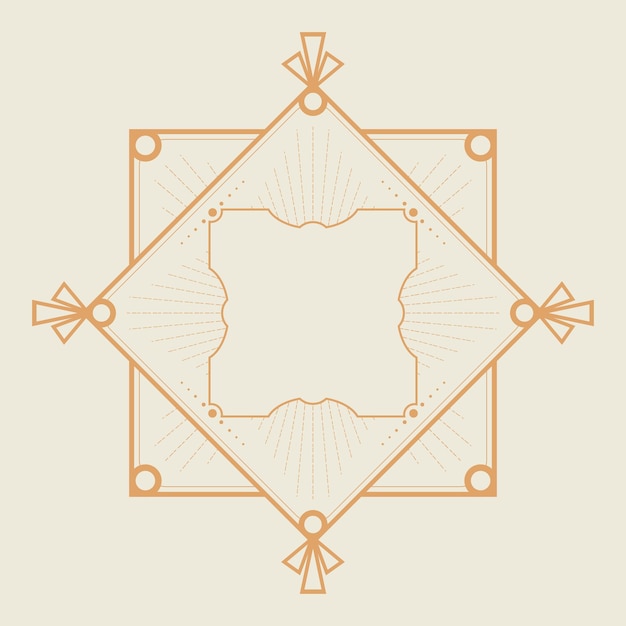 Marco Art Deco dorado en forma hexagonal sobre un fondo claro
