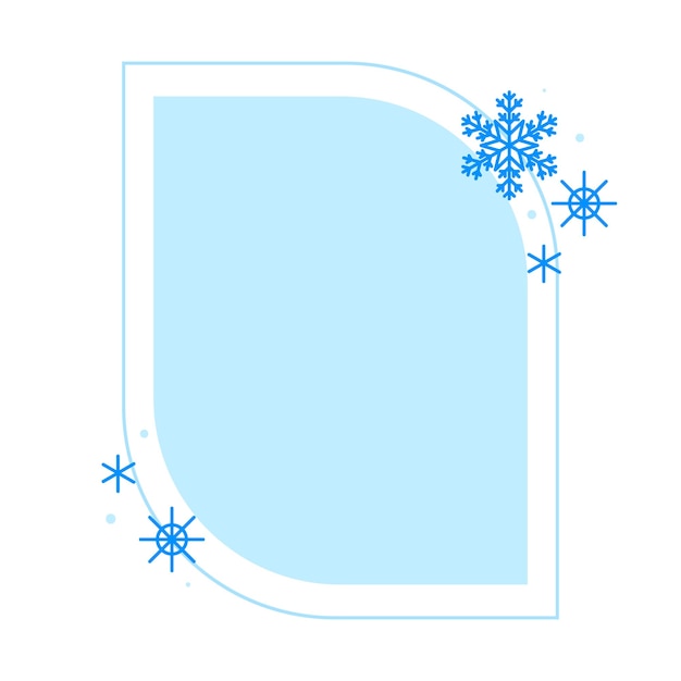 Marco azul lineal de invierno de Navidad con copo de nieve Elementos estéticos minimalistas modernos