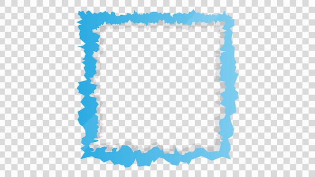 Marco azul roto con fondo transparente y bordes ásperos