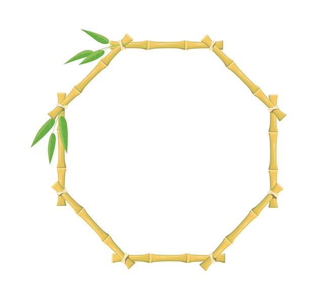 Marco de bambú octogonal. Tablero de madera para texto, objeto vectorial