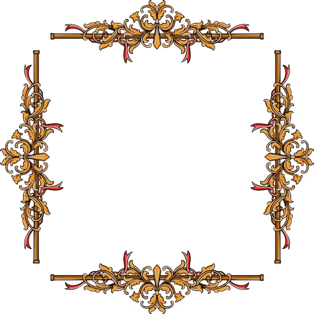 marco barroco vintage decorativo con ornamento de grabado de flora