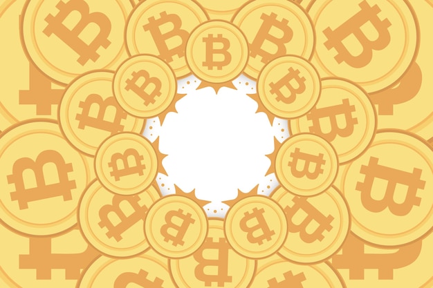 Marco de Bitcoin Moneda de bit de criptomoneda de oro Símbolo de dinero electrónico Frontera de Bitcoin de la cadena de bloques