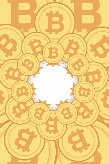 Marco de Bitcoin Moneda de bit de criptomoneda de oro Símbolo de dinero electrónico Frontera de Bitcoin de la cadena de bloques