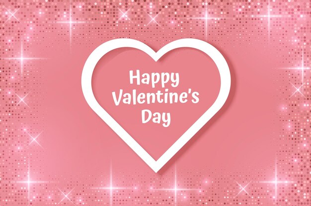 Marco blanco con forma de corazón en rosa festivo, fondo brillante, tarjeta de felicitación para boda. Cumpleaños. Día de la Madre. Día de San Valentín. Vista superior, espacio de copia, formato vectorial eps 10