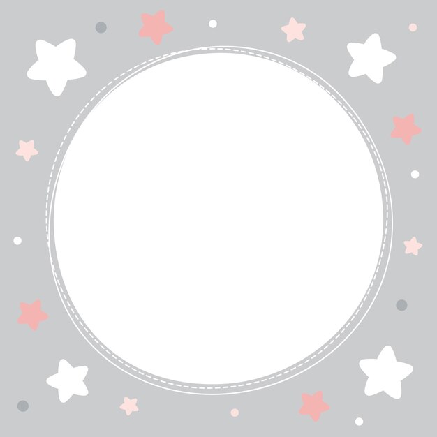 Marco en blanco de lindas estrellas sobre fondo gris pastel