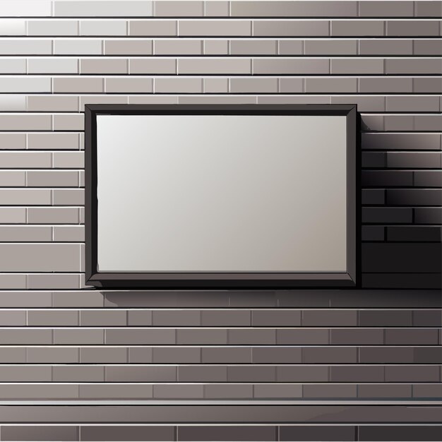 Vector marco en blanco en una pared de ladrillo o marco fotográfico en blanco en una pared de ladrillo
