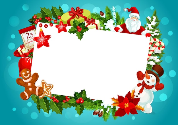 Marco en blanco vacío de la tarjeta de felicitación de Navidad