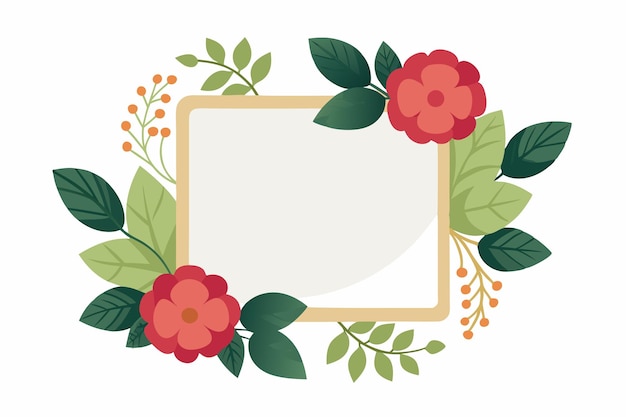 Marco en blanco con vector de diseño de flores
