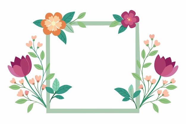Marco en blanco con vector de diseño de flores