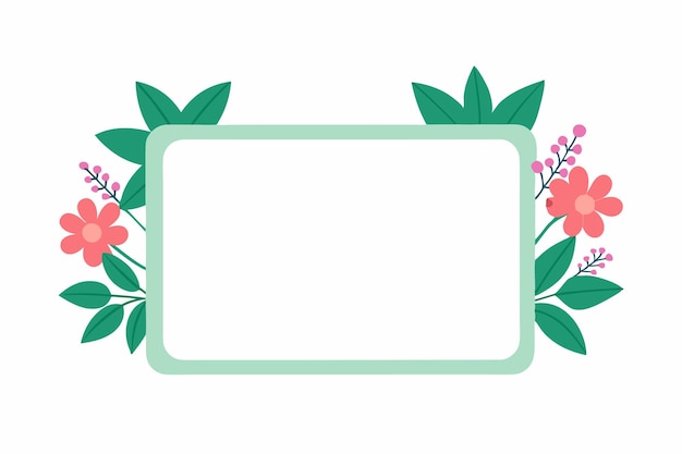 Marco en blanco con vector de flores en fondo blanco
