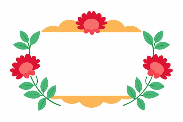 Marco en blanco con vector de flores en fondo blanco