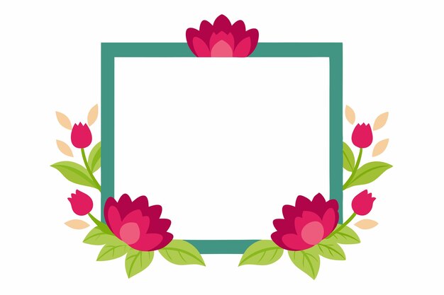 Marco en blanco con vector de flores en fondo blanco