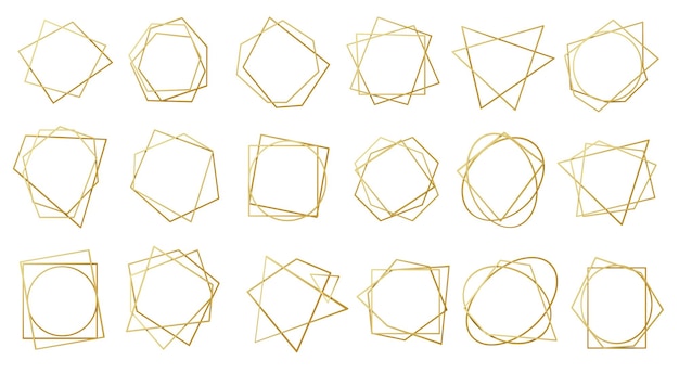 Marco de bodas dorado geométrico Frontera decorativa abstracta moderna con líneas doradas de lujo Formas simples y elegantes para tarjetas de invitación Colección vectorial