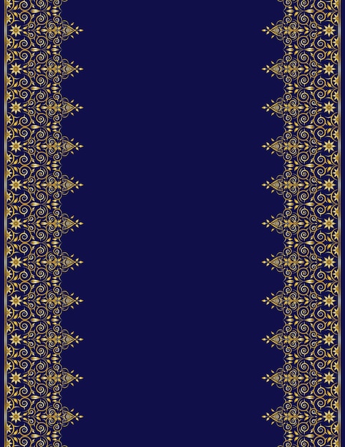Marco de borde de adorno floral dorado vertical doble de nuevo estilo en color azul oscuro