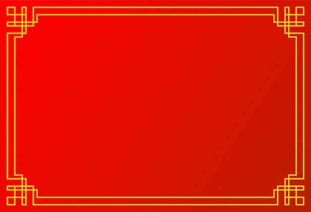 Marco de borde chino sobre fondo rojo ornamento de borde dorado japonés marco asiático oriental