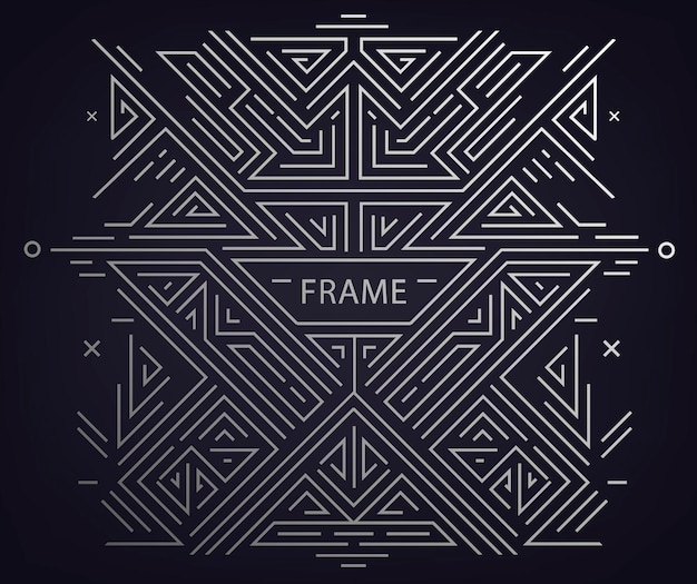 Marco, borde, fondo del art déco geométrico abstracto del vector. Estilo de moda lineal. Elementos de diseño art deco de monograma en estilo de línea mono y vintage de moda con espacio para texto