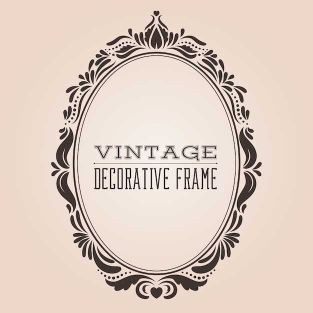 Marco de borde ornamentado vintage ovalado con diseño retro de estilo victoriano y barroco