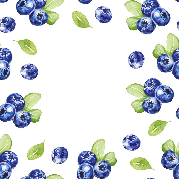 Vector marco de borde de patrón con arándanos acuarela ilustración para servilletas decoración textil