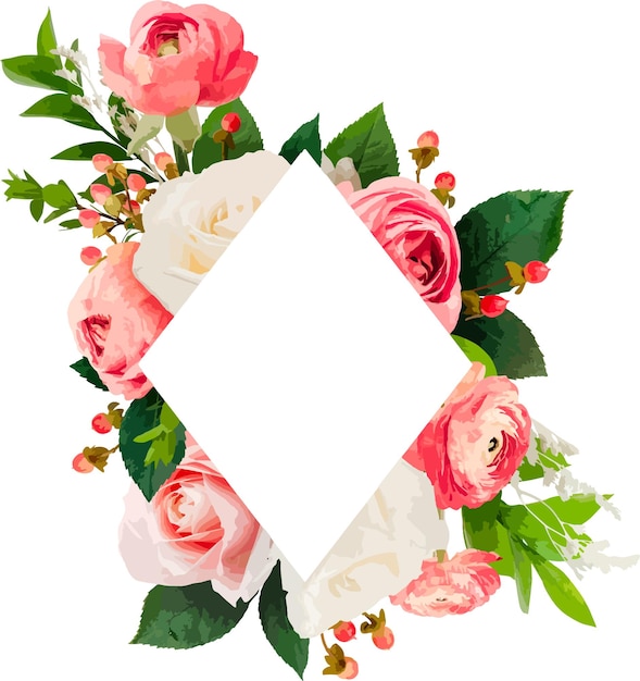 Marco botánico de flores Elemento orgánico estético rosado