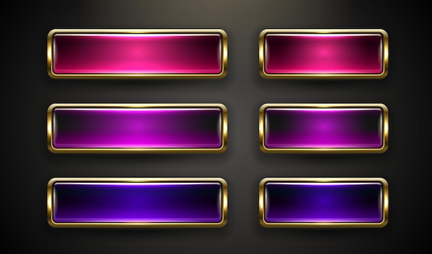 Marco de botones de luz etiqueta de bar de eventos botones de oro del casino con ilustración vectorial de colores