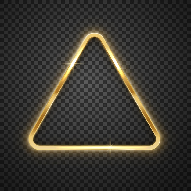 Marco brillante triangular de metal dorado con sombra Elemento de diseño moderno vectorial realista