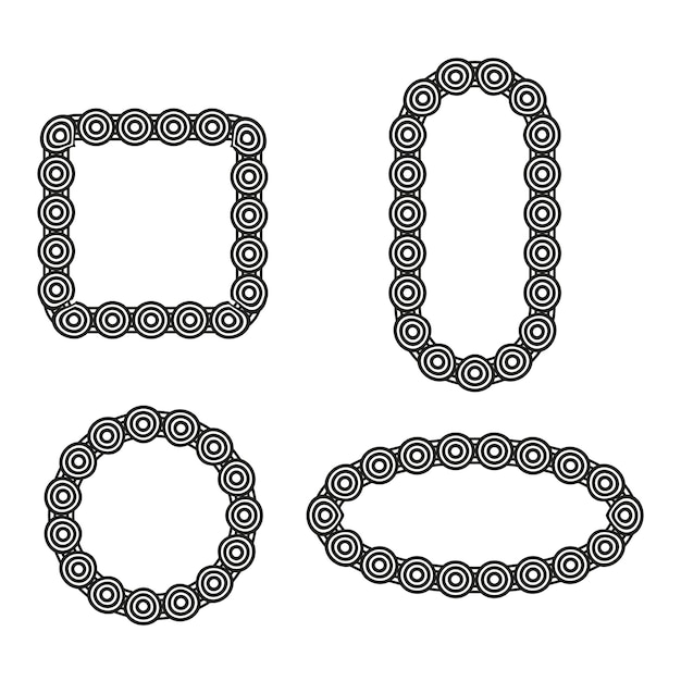 Marco de cadena circular Forma de contorno ovalada Frontera de anillo cuadrado Elemento de adorno vectorial