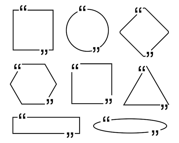 Marco de caja con cita conjunto grande Cuadros de cotización mensaje Plantilla geométrica en blanco cita texto información diseño