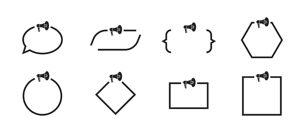 Marco de caja de cotización con marcos de altavoz de megáfono con espacio libre para texto vector eps 10