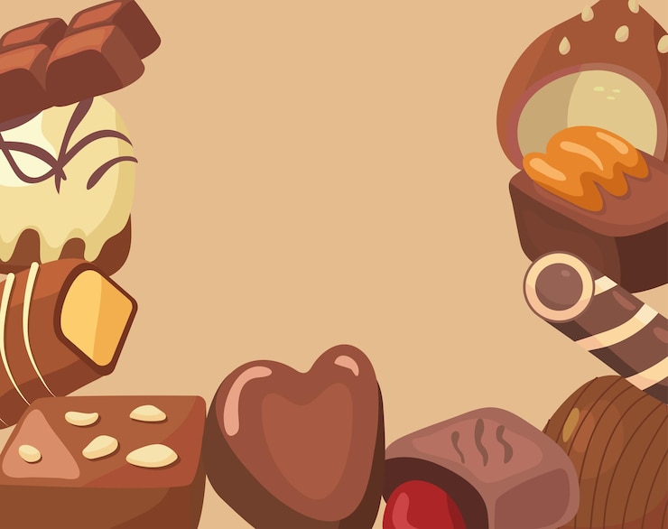 Vector marco de caramelos chocolates en beige