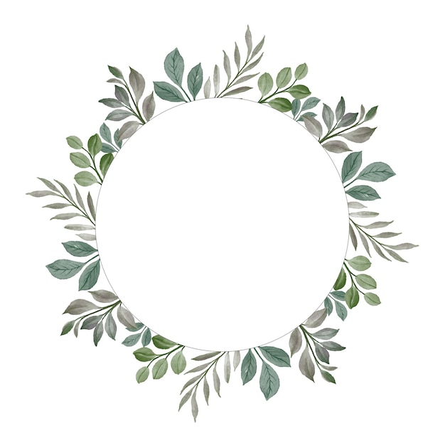 marco circular con bordes de hojas verdes para tarjetas de felicitación