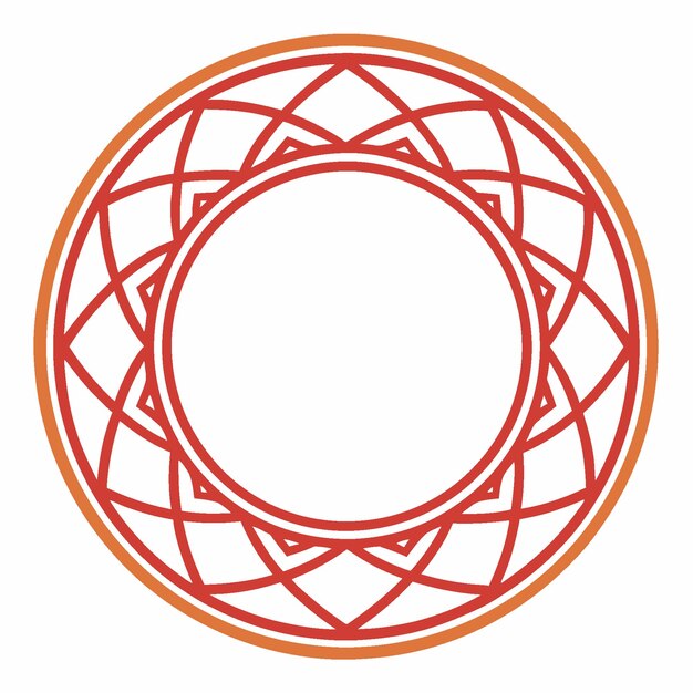 Marco circular decorativo con bordes con patrón de diseño geométrico y simétrico