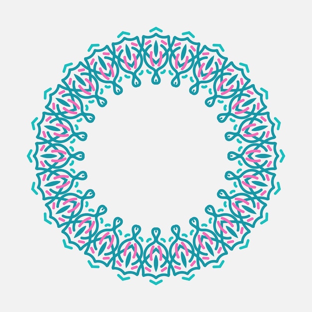 marco circular decorativo con color azul y rosa