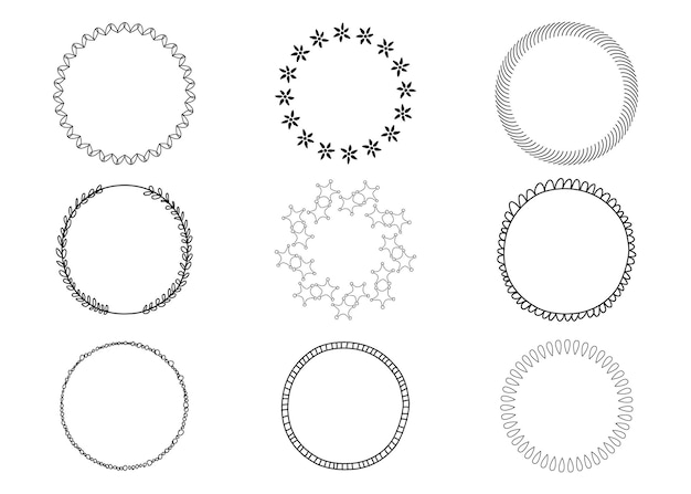 Marco circular elegante icono aislado Marcos decorativos ornamentales redondos Diseños de etiquetas vintage