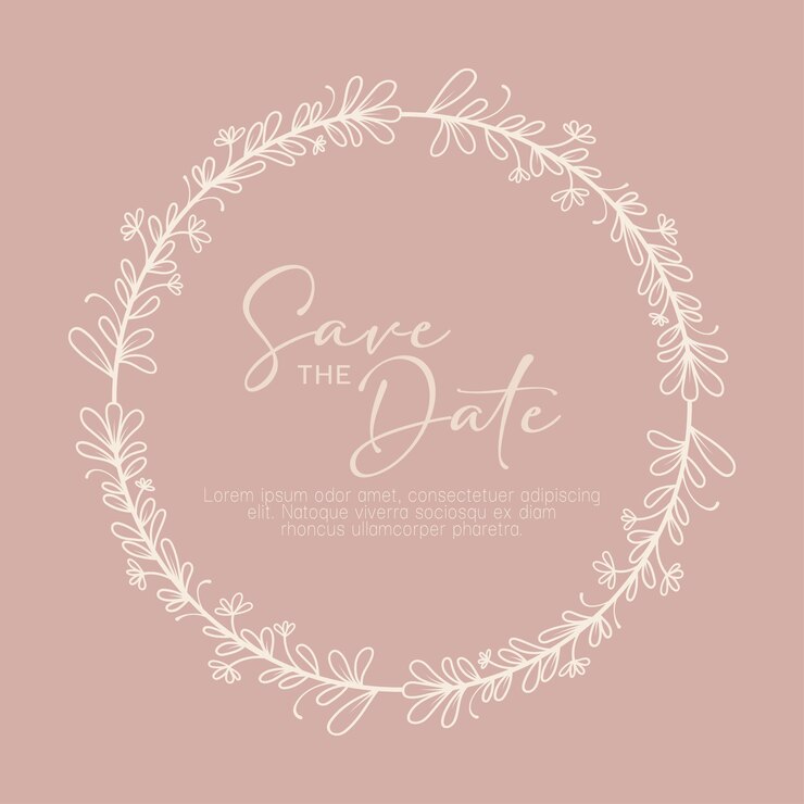 Marco circular floral borde en flor con texto de plantilla para tarjetas de boda e invitaciones