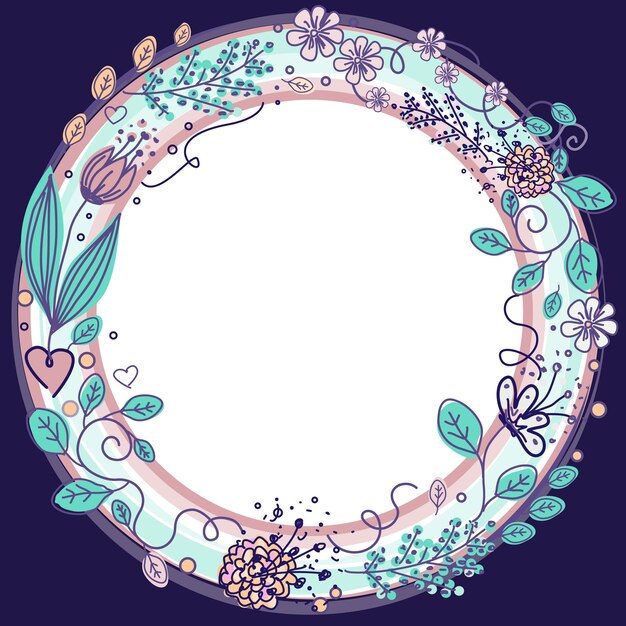 Marco circular floral plantilla vectorial para tarjetas de regalo e invitaciones de boda