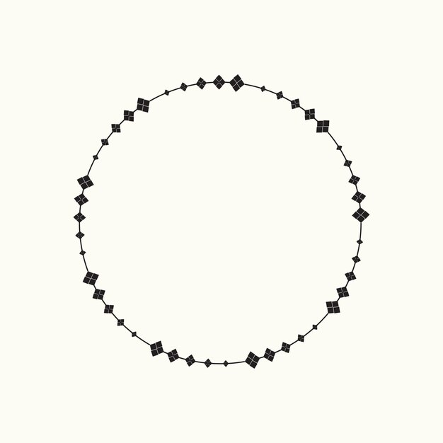 Marco circular con guirnaldas Ilustración vectorial en blanco y negro