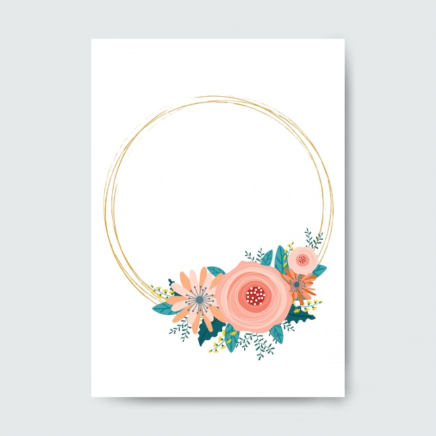 Marco circular hecho con flores.