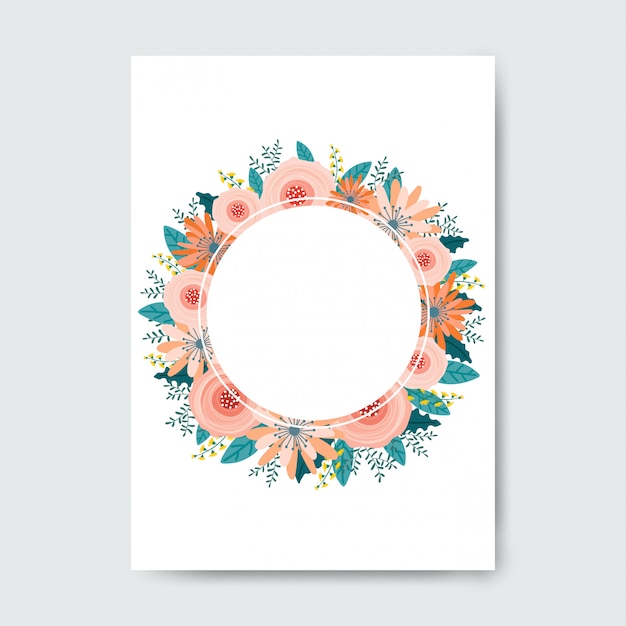 Marco circular hecho con flores.