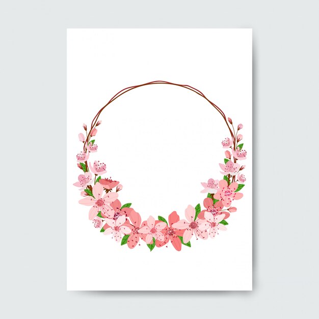Marco circular hecho con flores.