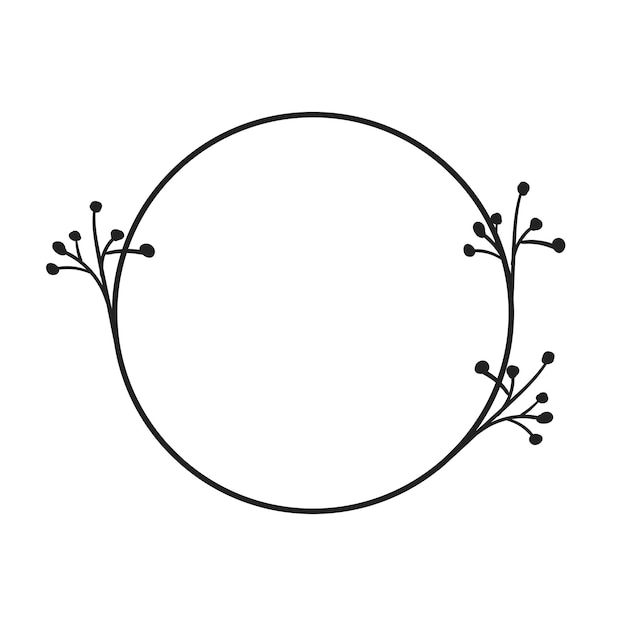 Marco circular con hojas Doodle estilo minimalista Naturaleza y decoración orgánica
