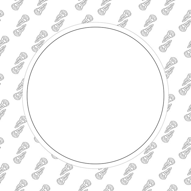 marco de círculo de alimentos y bebidas en el fondo del marco de estilo doodle