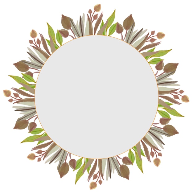 Marco de círculo con borde de hoja de yema verde y marrón